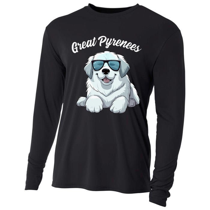 Great Pyrenees Dog With Sunglasses Cool Great Pyrenees Cooling Performance Long Sleeve Crew