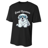 Great Pyrenees Dog With Sunglasses Cool Great Pyrenees Performance Sprint T-Shirt