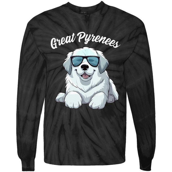 Great Pyrenees Dog With Sunglasses Cool Great Pyrenees Tie-Dye Long Sleeve Shirt