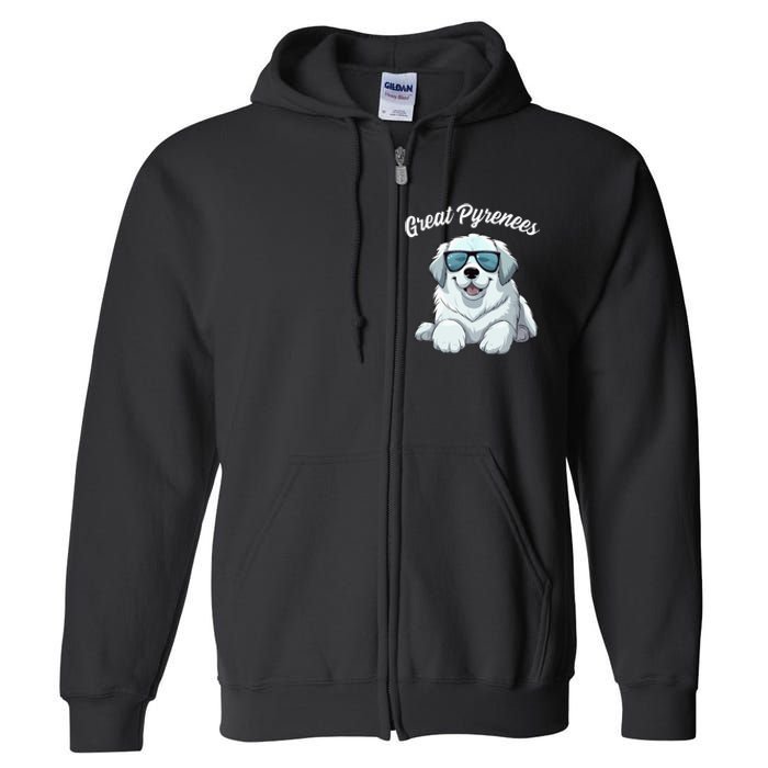 Great Pyrenees Dog With Sunglasses Cool Great Pyrenees Full Zip Hoodie