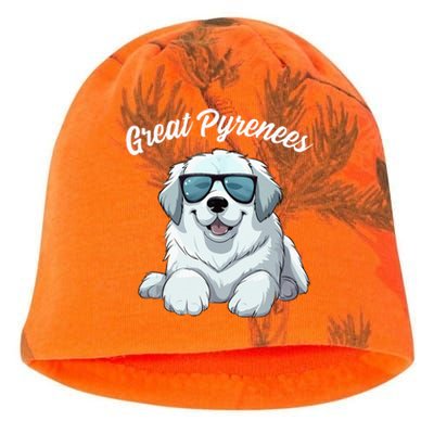 Great Pyrenees Dog With Sunglasses Cool Great Pyrenees Kati - Camo Knit Beanie