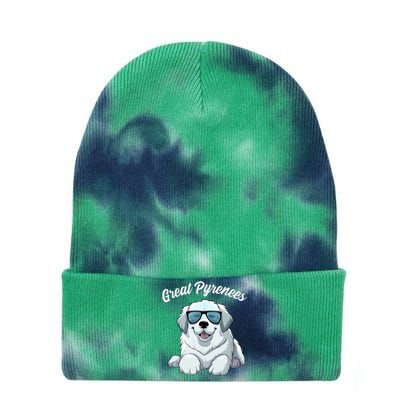 Great Pyrenees Dog With Sunglasses Cool Great Pyrenees Tie Dye 12in Knit Beanie