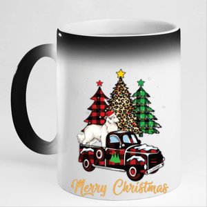 Great Pyrenees Dog Riding Red Truck Christmas Decor Pajama Long Sleeve 11oz Black Color Changing Mug