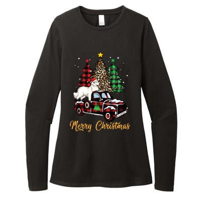 Great Pyrenees Dog Riding Red Truck Christmas Decor Pajama Long Sleeve Womens CVC Long Sleeve Shirt