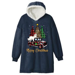 Great Pyrenees Dog Riding Red Truck Christmas Decor Pajama Long Sleeve Hooded Wearable Blanket