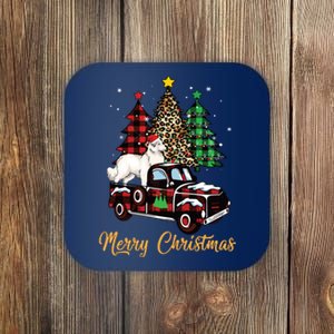 Great Pyrenees Dog Riding Red Truck Christmas Decor Pajama Long Sleeve Coaster