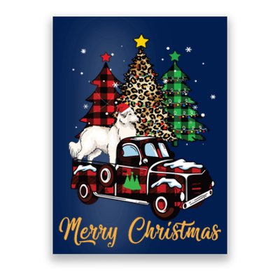 Great Pyrenees Dog Riding Red Truck Christmas Decor Pajama Long Sleeve Poster