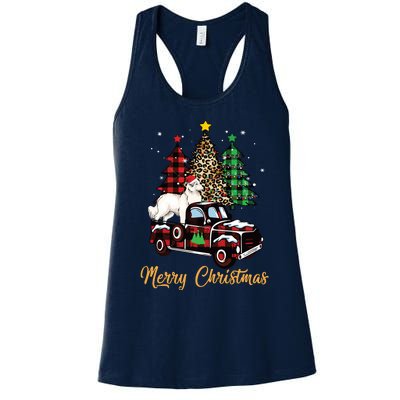 Great Pyrenees Dog Riding Red Truck Christmas Decor Pajama Long Sleeve Women's Racerback Tank