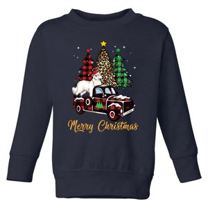 Great Pyrenees Dog Riding Red Truck Christmas Decor Pajama Long Sleeve Toddler Sweatshirt