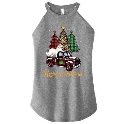 Great Pyrenees Dog Riding Red Truck Christmas Decor Pajama Long Sleeve Women’s Perfect Tri Rocker Tank