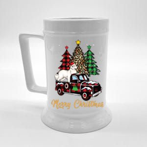 Great Pyrenees Dog Riding Red Truck Christmas Decor Pajama Long Sleeve Beer Stein