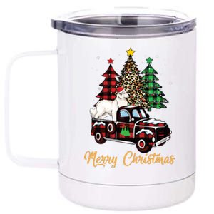 Great Pyrenees Dog Riding Red Truck Christmas Decor Pajama Long Sleeve 12 oz Stainless Steel Tumbler Cup