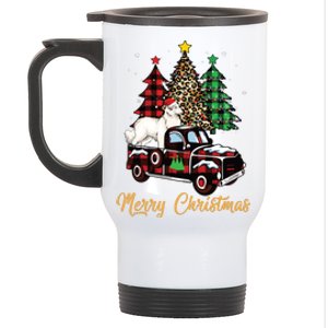 Great Pyrenees Dog Riding Red Truck Christmas Decor Pajama Long Sleeve Stainless Steel Travel Mug