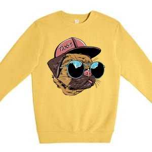 Gangster Pug Dog Hipster Cool Shades Premium Crewneck Sweatshirt