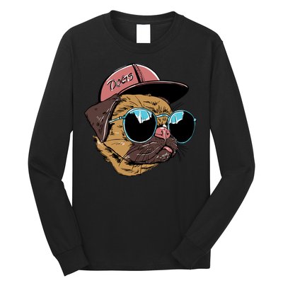 Gangster Pug Dog Hipster Cool Shades Long Sleeve Shirt