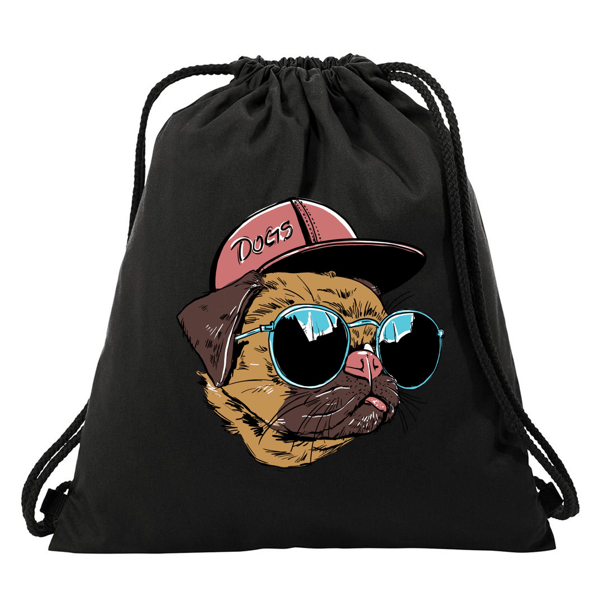 Gangster Pug Dog Hipster Cool Shades Drawstring Bag