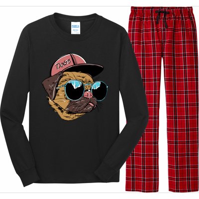 Gangster Pug Dog Hipster Cool Shades Long Sleeve Pajama Set