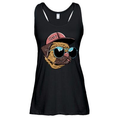 Gangster Pug Dog Hipster Cool Shades Ladies Essential Flowy Tank