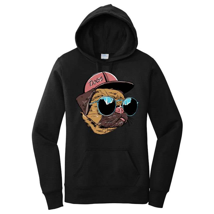 Gangster Pug Dog Hipster Cool Shades Women's Pullover Hoodie
