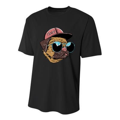 Gangster Pug Dog Hipster Cool Shades Youth Performance Sprint T-Shirt