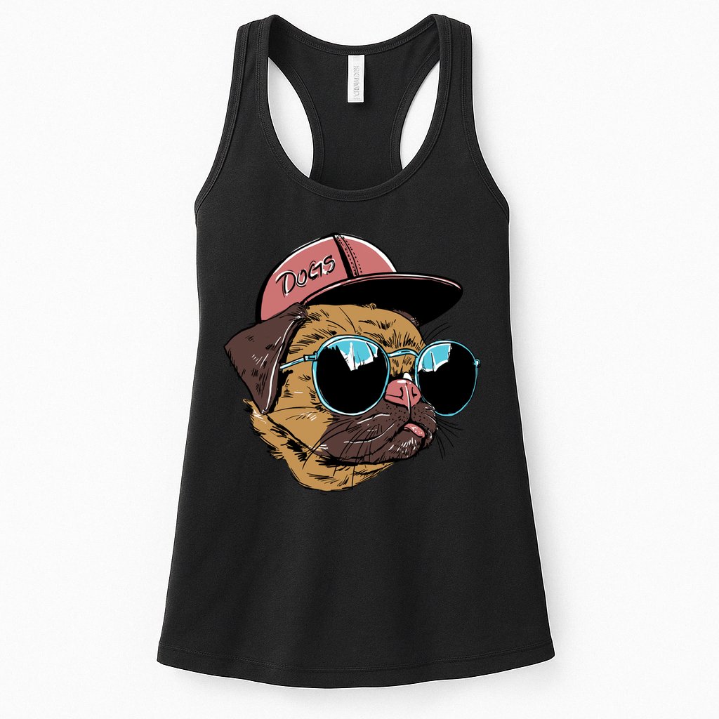 Gangster Pug Dog Hipster Cool Shades Womens Tank Top