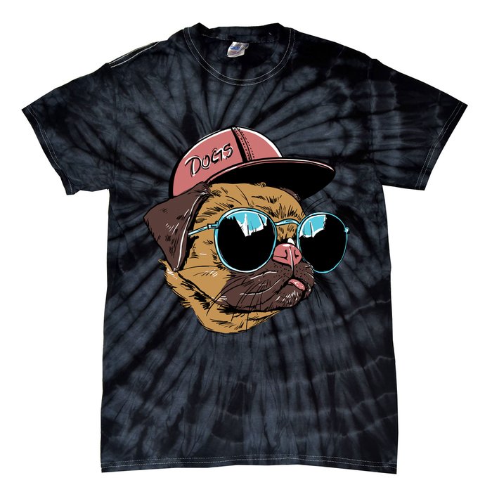 Gangster Pug Dog Hipster Cool Shades Tie-Dye T-Shirt