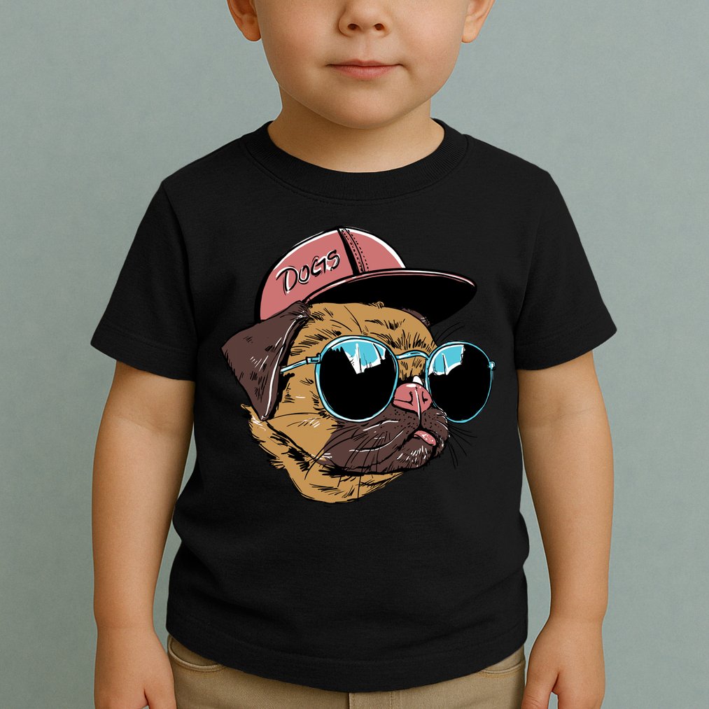 Gangster Pug Dog Hipster Cool Shades Toddler T-Shirt