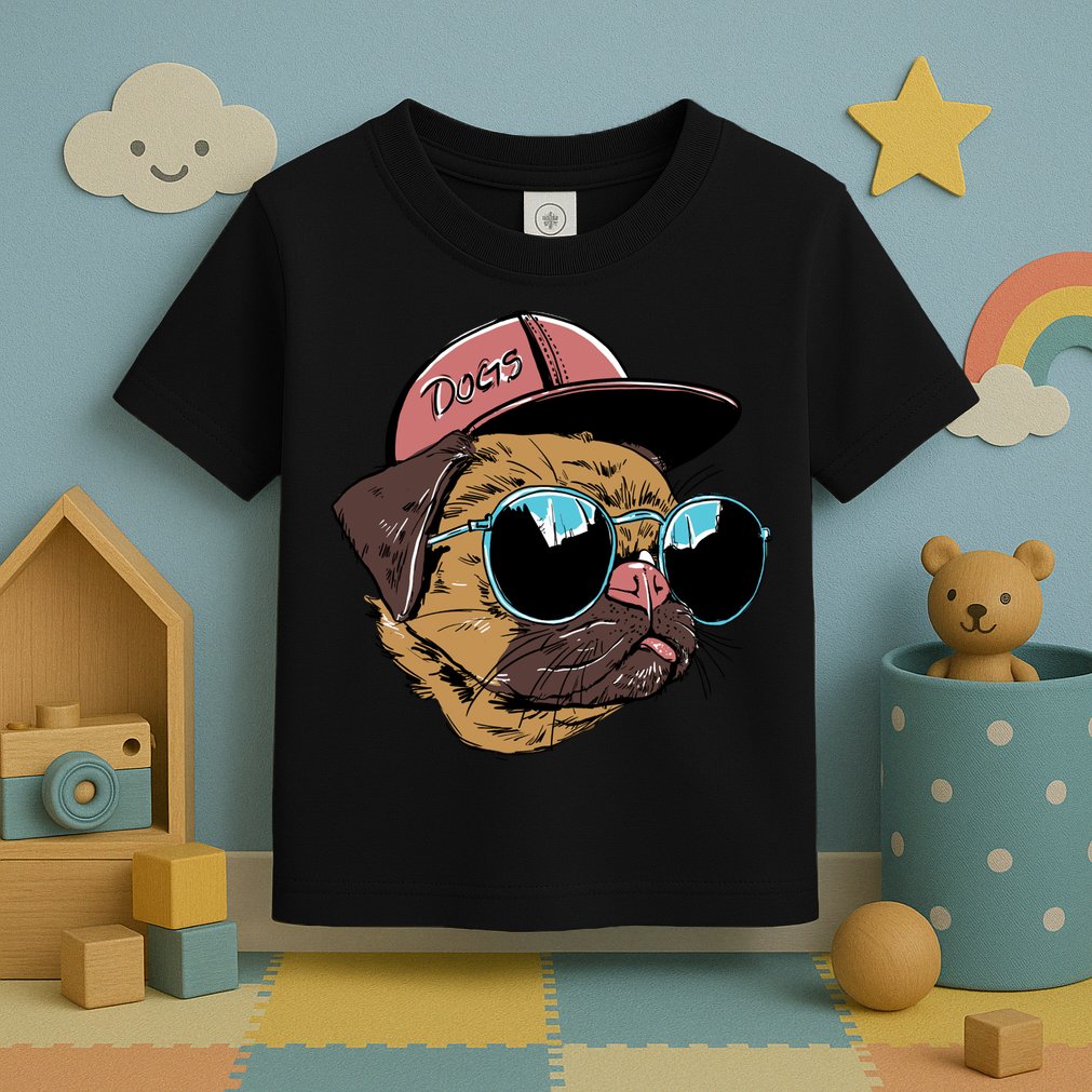 Gangster Pug Dog Hipster Cool Shades Toddler T-Shirt
