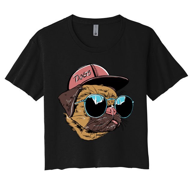 Gangster Pug Dog Hipster Cool Shades Crop Top