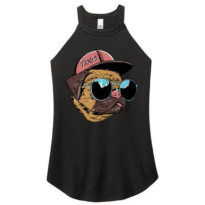 Gangster Pug Dog Hipster Cool Shades Women's Perfect Tri Rocker Tank