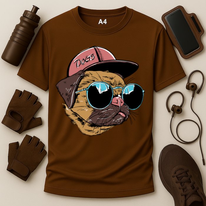 Gangster Pug Dog Hipster Cool Shades Cooling Performance Crew T-Shirt