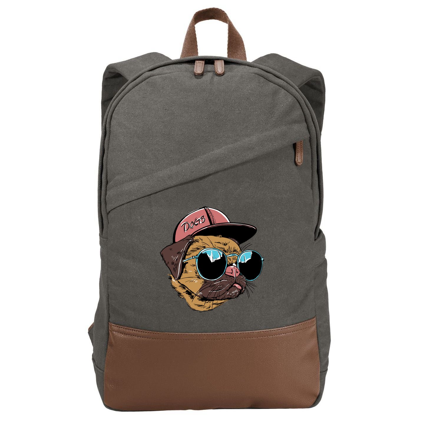 Gangster Pug Dog Hipster Cool Shades Cotton Canvas Backpack