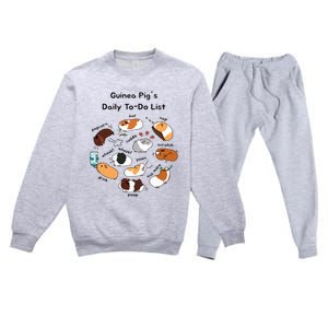 Guinea Pig Daily Todo List Funny Cute Guinea Pig Lover Premium Crewneck Sweatsuit Set