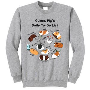 Guinea Pig Daily Todo List Funny Cute Guinea Pig Lover Tall Sweatshirt