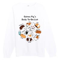 Guinea Pig Daily Todo List Funny Cute Guinea Pig Lover Premium Crewneck Sweatshirt