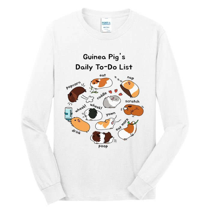 Guinea Pig Daily Todo List Funny Cute Guinea Pig Lover Tall Long Sleeve T-Shirt