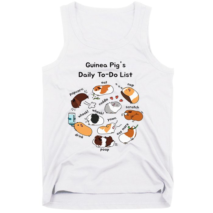 Guinea Pig Daily Todo List Funny Cute Guinea Pig Lover Tank Top