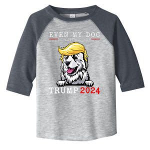 Great Pyrenees Dog Even My Dog Is Waiting For Trump 2024 Toddler Fine Jersey T-Shirt