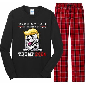 Great Pyrenees Dog Even My Dog Is Waiting For Trump 2024 Long Sleeve Pajama Set