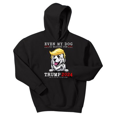 Great Pyrenees Dog Even My Dog Is Waiting For Trump 2024 Kids Hoodie