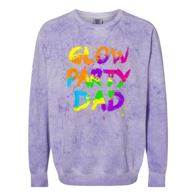 Glow Party Dad Splatter Effect 80 Theme Color Birthday Party Colorblast Crewneck Sweatshirt