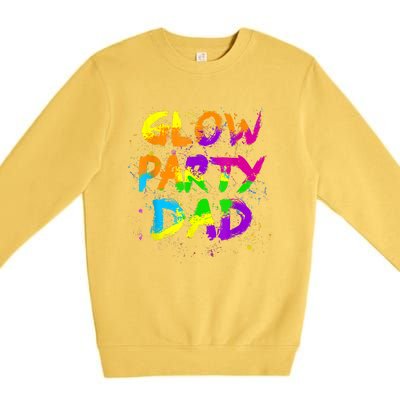 Glow Party Dad Splatter Effect 80 Theme Color Birthday Party Premium Crewneck Sweatshirt