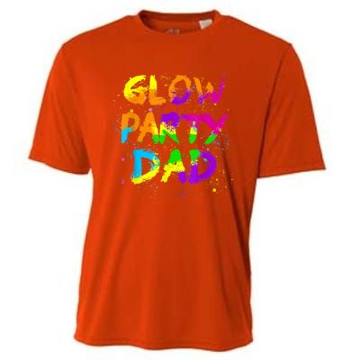 Glow Party Dad Splatter Effect 80 Theme Color Birthday Party Cooling Performance Crew T-Shirt