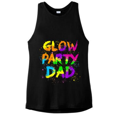 Glow Party Dad Splatter Effect 80 Theme Color Birthday Party Ladies PosiCharge Tri-Blend Wicking Tank