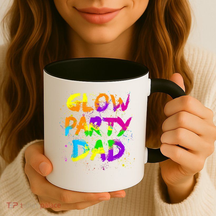 Glow Party Dad Splatter Effect 80 Theme Color Birthday Party Mug