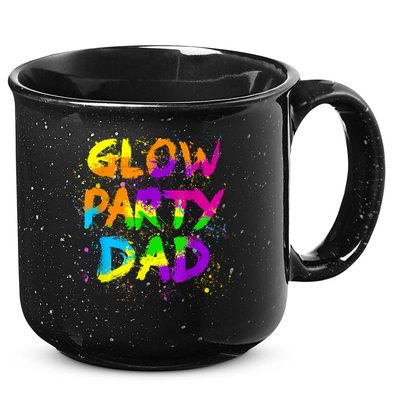 Glow Party Dad Splatter Effect 80 Theme Color Birthday Party 15oz Campfire Ceramic Mug
