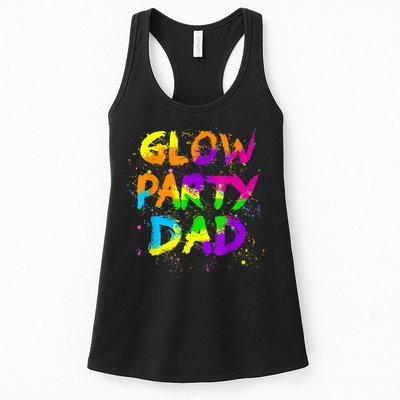 Glow Party Dad Splatter Effect 80 Theme Color Birthday Party Womens Tank Top