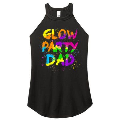 Glow Party Dad Splatter Effect 80 Theme Color Birthday Party Women's Perfect Tri Rocker Tank