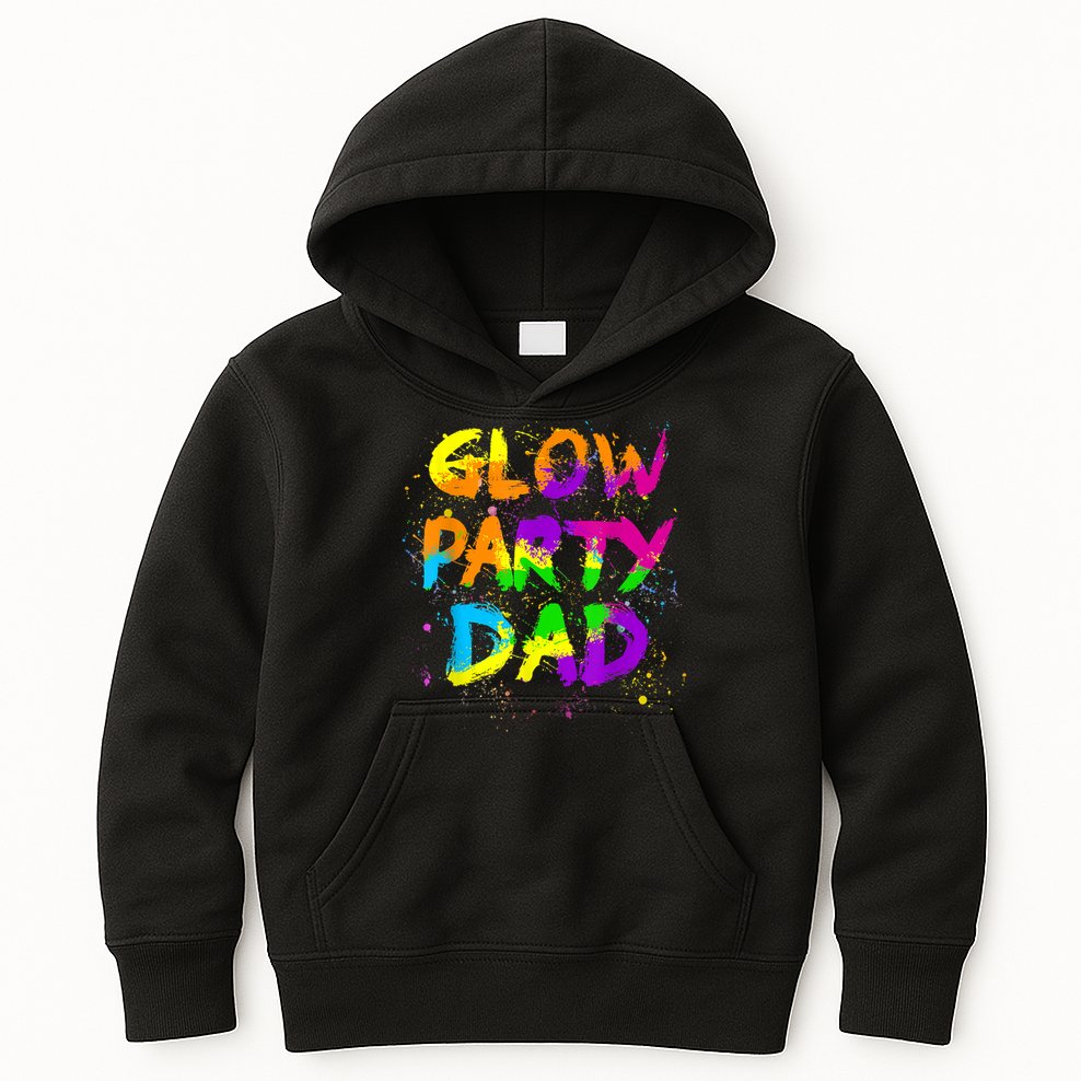 Glow Party Dad Splatter Effect 80 Theme Color Birthday Party Kids Hoodie