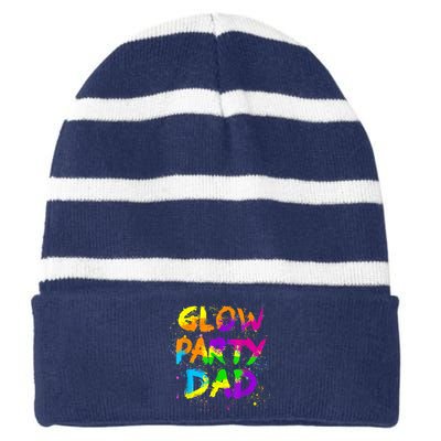 Glow Party Dad Splatter Effect 80 Theme Color Birthday Party Striped Beanie with Solid Band